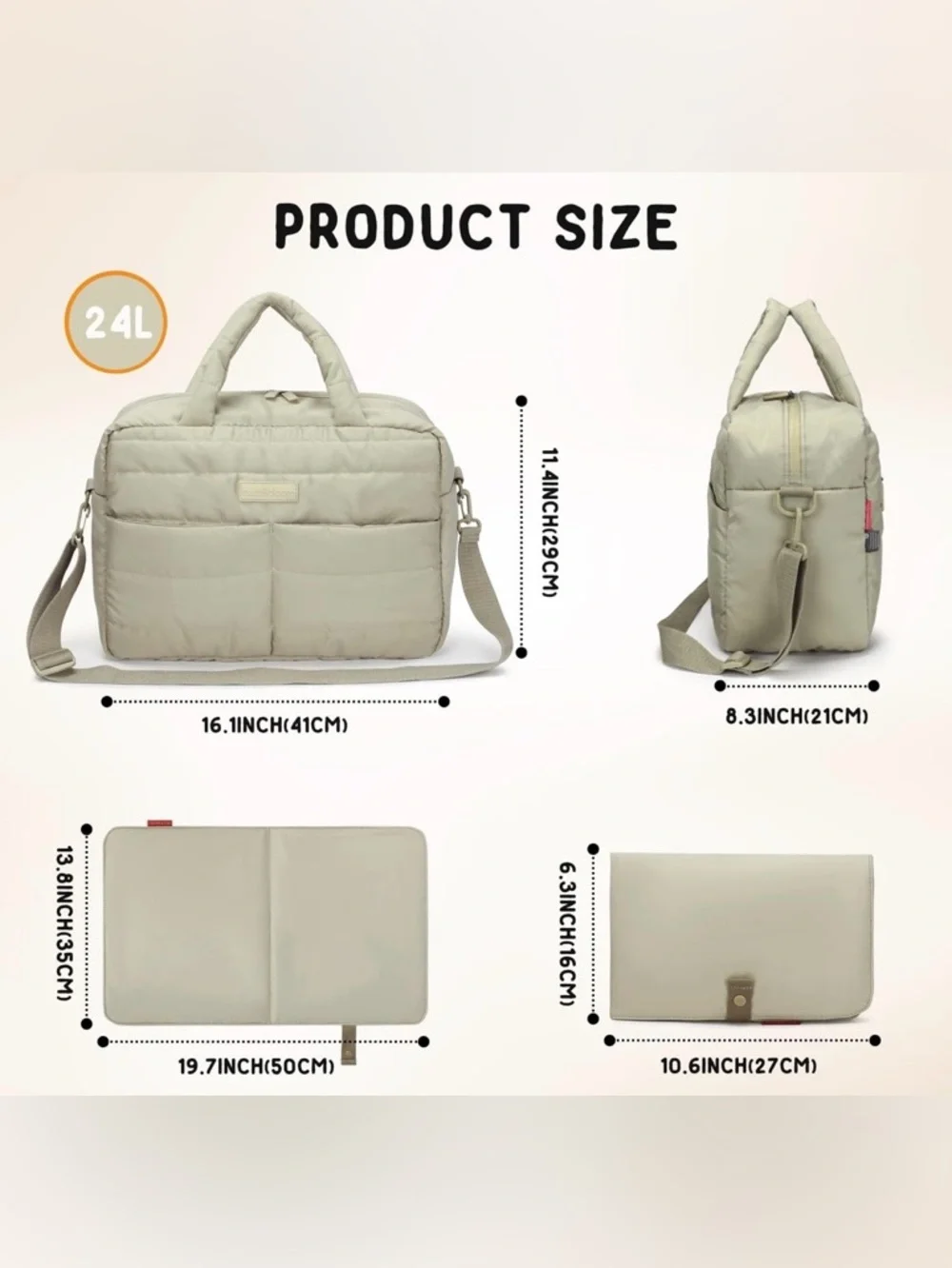 Buzz & Bloom Mint Sage Green Diaper Bag Tote